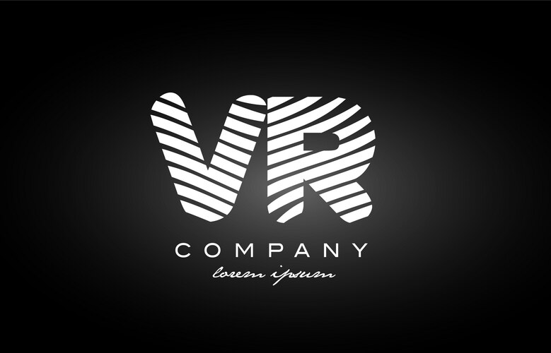 Vr v r letter alphabet logo black white icon Vector Image