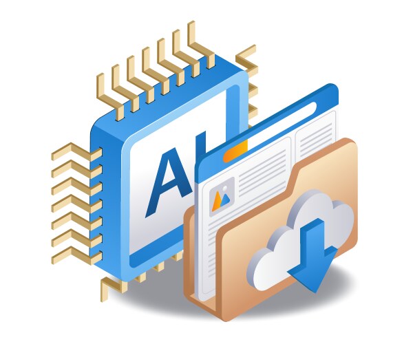 Artificial intelligence data folder download flat vector image