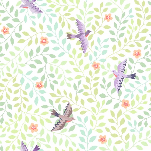Spring Birds Vector Seamless chrysanthemum and birds Royalty Free Vector Image