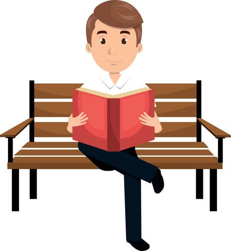 Man reading book in park chair Vector Image