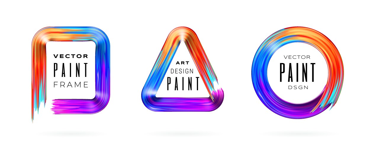 Set of isolated colorful gradient brush strokes Vector Image