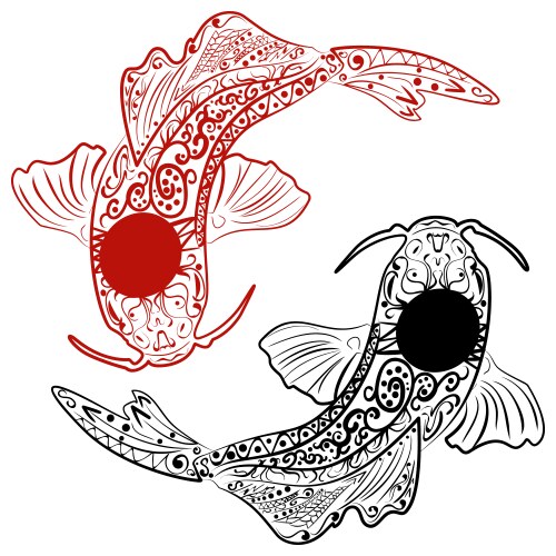 Zentangle Koi Fish Vector Image