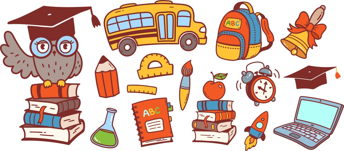 Back to school isolated objects set Royalty Free Vector