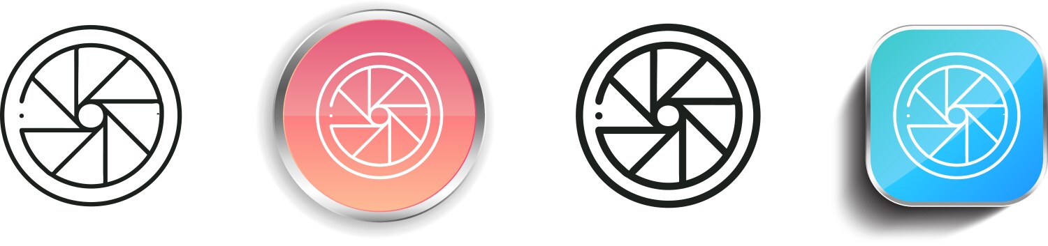 Lens icon thin linear regular and button style vector image