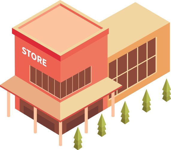 Isometric store building Royalty Free Vector Image