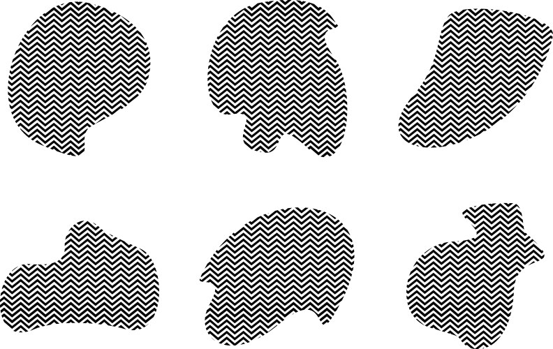 Blobs fluid shapes with zig zag stripes pictogram vector image