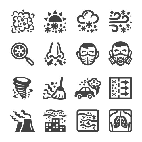 Smell icons smoke steam nose smelling odor scent Vector Image