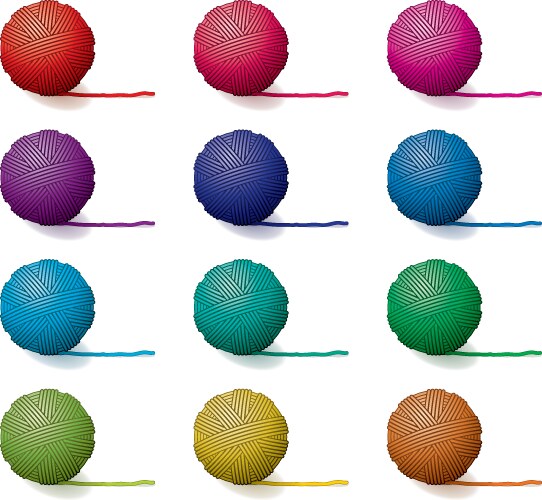 Set of yarn ball icons Royalty Free Vector Image
