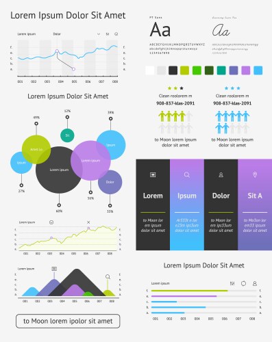 elements of infographics and user interface vector