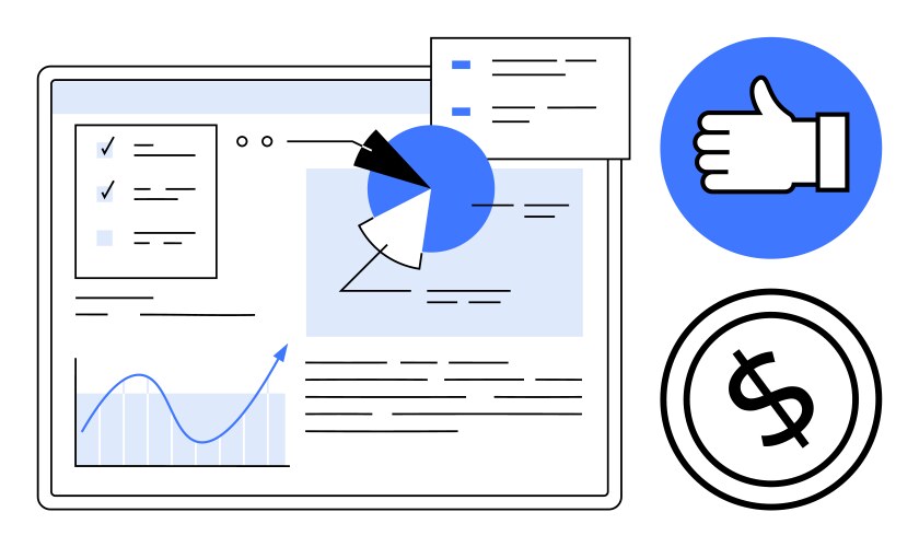 Data analytics dashboard with charts report vector image