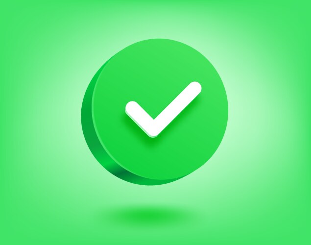 Green check mark button 3d buttons vector image