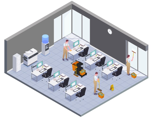 Isometric office different floors composition Vector Image