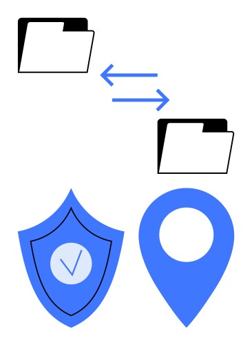 Secure file transfer with location pin and shield vector image