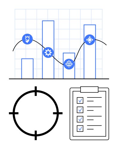 Data analysis with seasonal bar chart checklist vector image