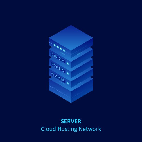 Isometric cloud server isolated on blue data vector image