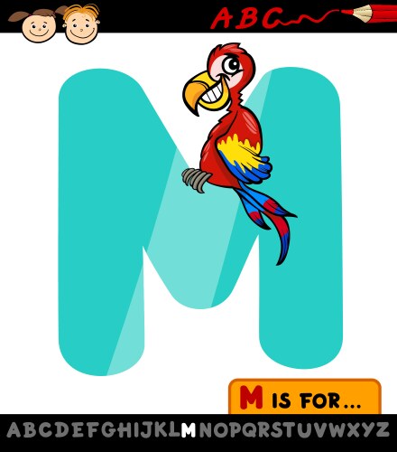 Letter m for mantis cartoon Royalty Free Vector Image