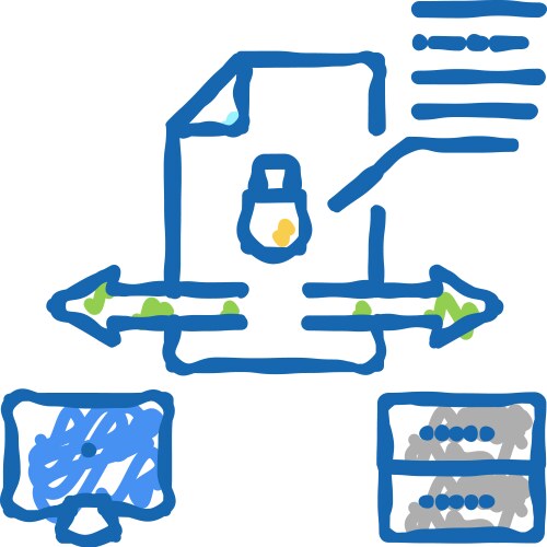 Secure file upload computer server icon doodle vector image