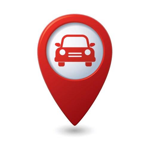 Map pointer with car icon Royalty Free Vector Image