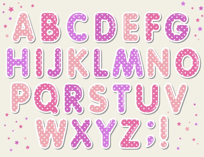Polka Dot Alphabet Set - Pastel Pink Vector Image