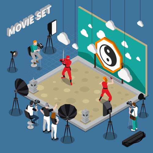 movie set isometric vector image