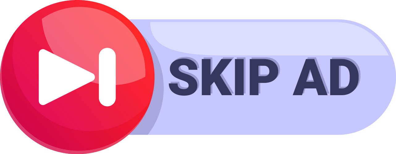 Skip ad button with arrow icon for fast forwarding vector image