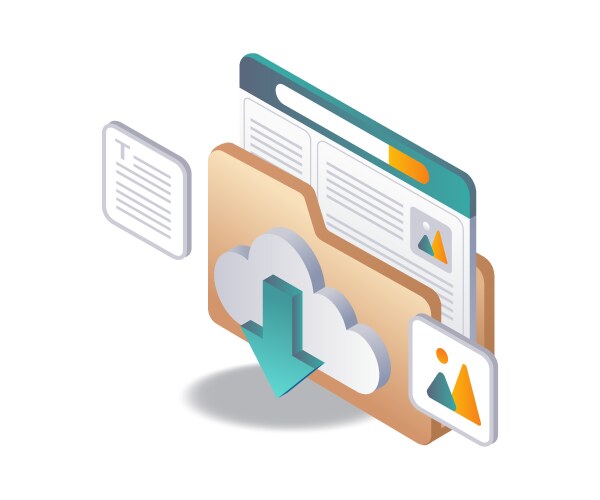 Data storage on computer technology servers vector image