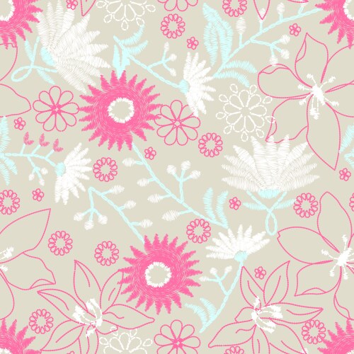 Floral Embroidery Pattern Vector Image