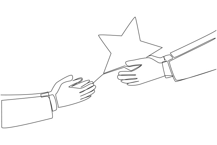Continuous one line drawing a hand gives star Vector Image