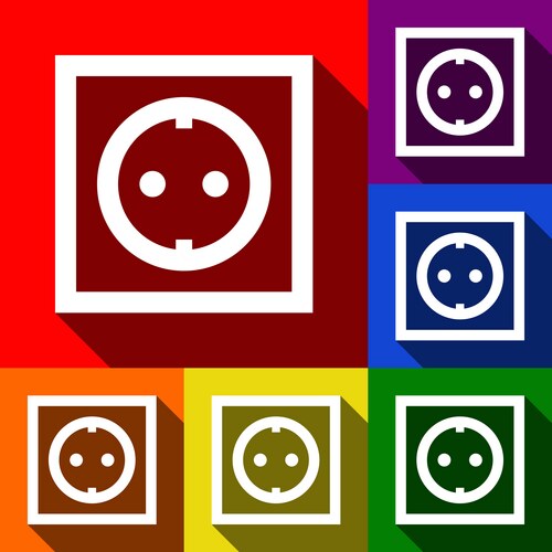 Electrical socket sign set of red orange yellow – Royalty-Free Vector ...