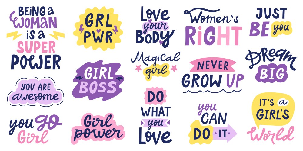 women feminist quotes female motivational slogan vector image vector image