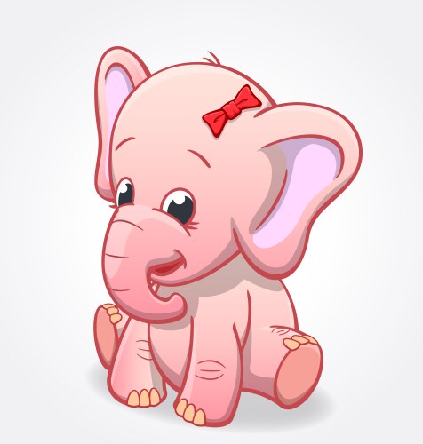 Cute infant pink elephant sitting and smiling baby Vector Image