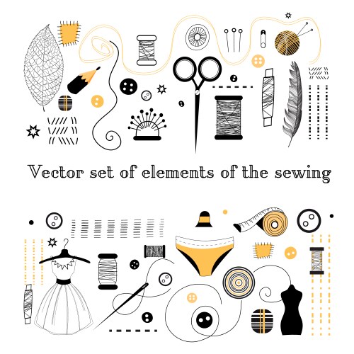 Hand drawn sewing elements background Royalty Free Vector