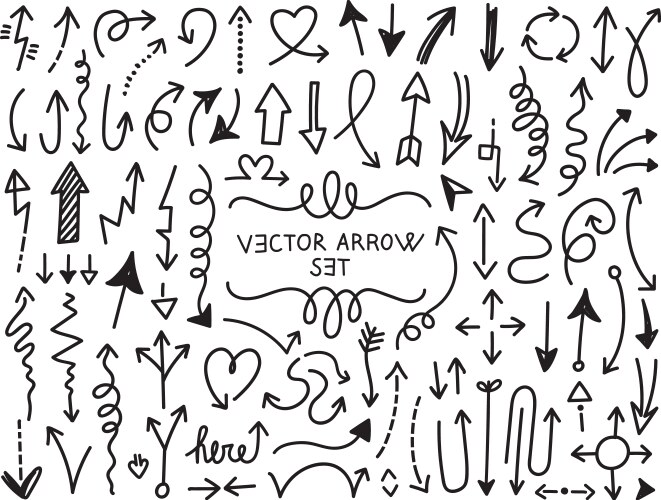 Arrow icons set of outline right arrows Royalty Free Vector