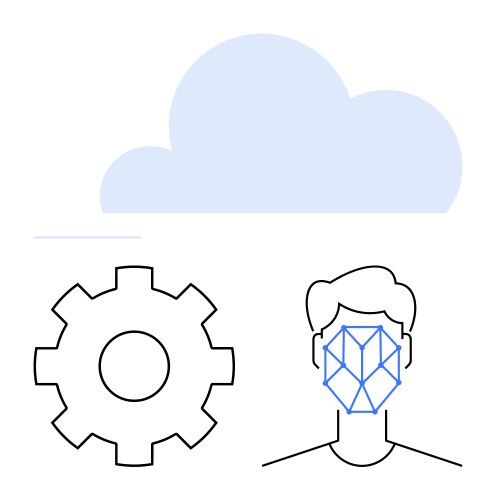 Cloud-based facial recognition technology with ai vector image