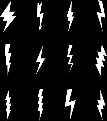 White lightning icon set Royalty Free Vector Image