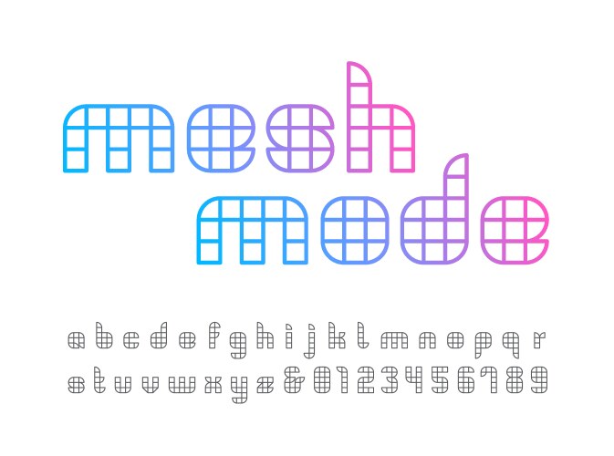 Linear font alphabet with mesh effect letters vector image