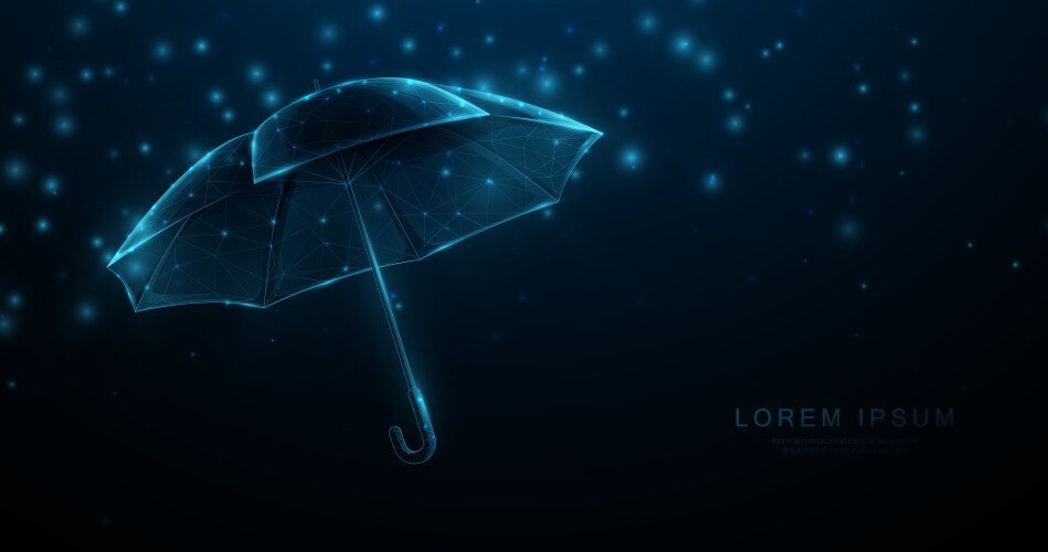 Umbrella protection shield low poly wireframe vector image