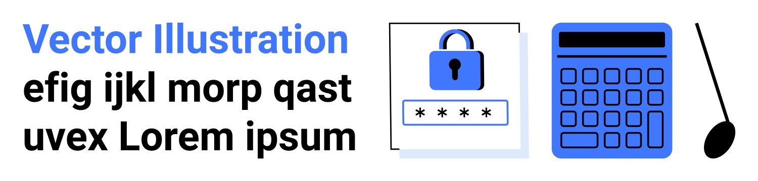 Password input with lock icon and calculator vector image