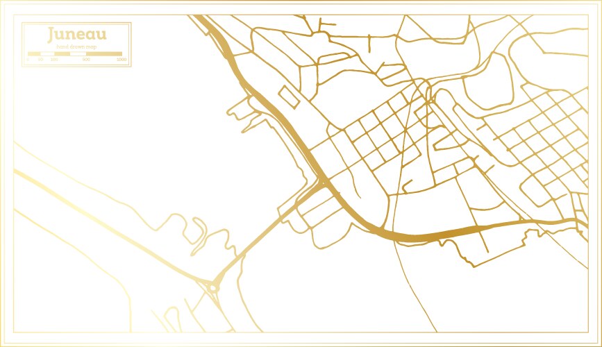 Juneau usa city map in retro style golden vector image