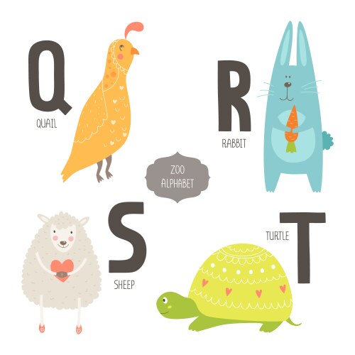 Cute Zoo Letter Set Vector Image
