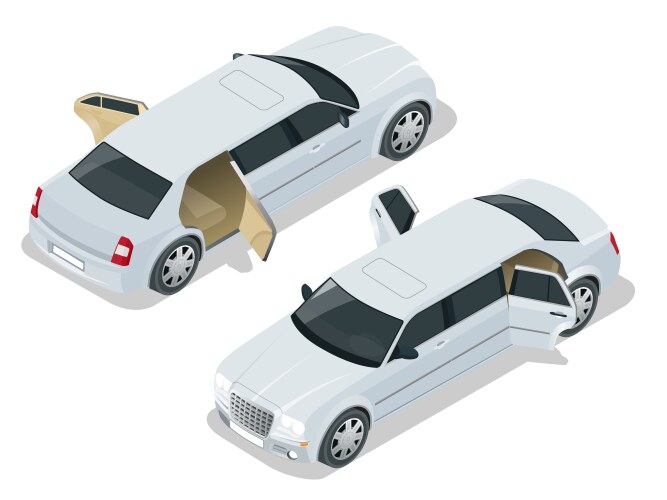White limousine with open doors vip car Vector Image