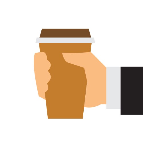 A hand holds glass coffee icon flat style vector image