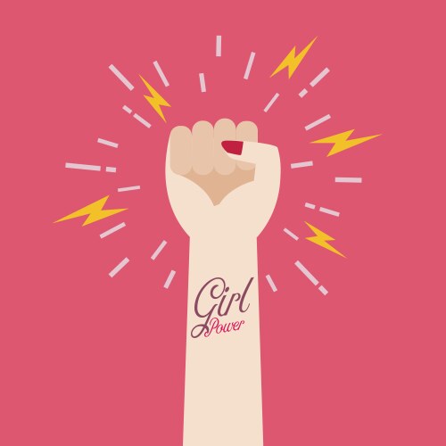 Girl power text on woman fist hand vector image