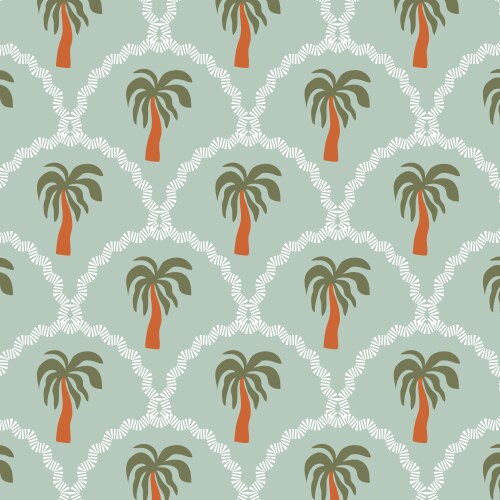 Seamless pattern with palm tree in retro style vector image