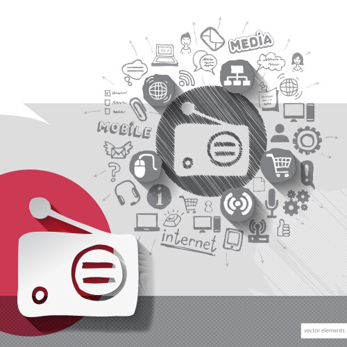 Hand drawn radio icons with background Vector Image
