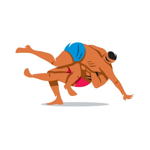 two kabaddi players cartoon vector