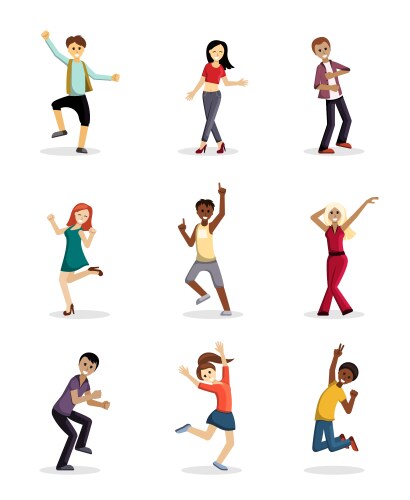 Joyful Dancing People Set Vector Image