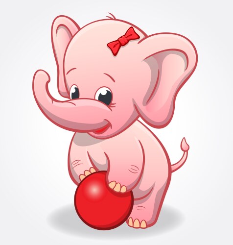 Pink Elephant with Red Ball Vector Image