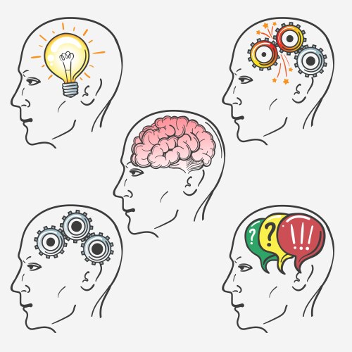 human brain thinking process set vector image