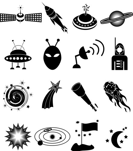 Space icon set Royalty Free Vector Image - VectorStock